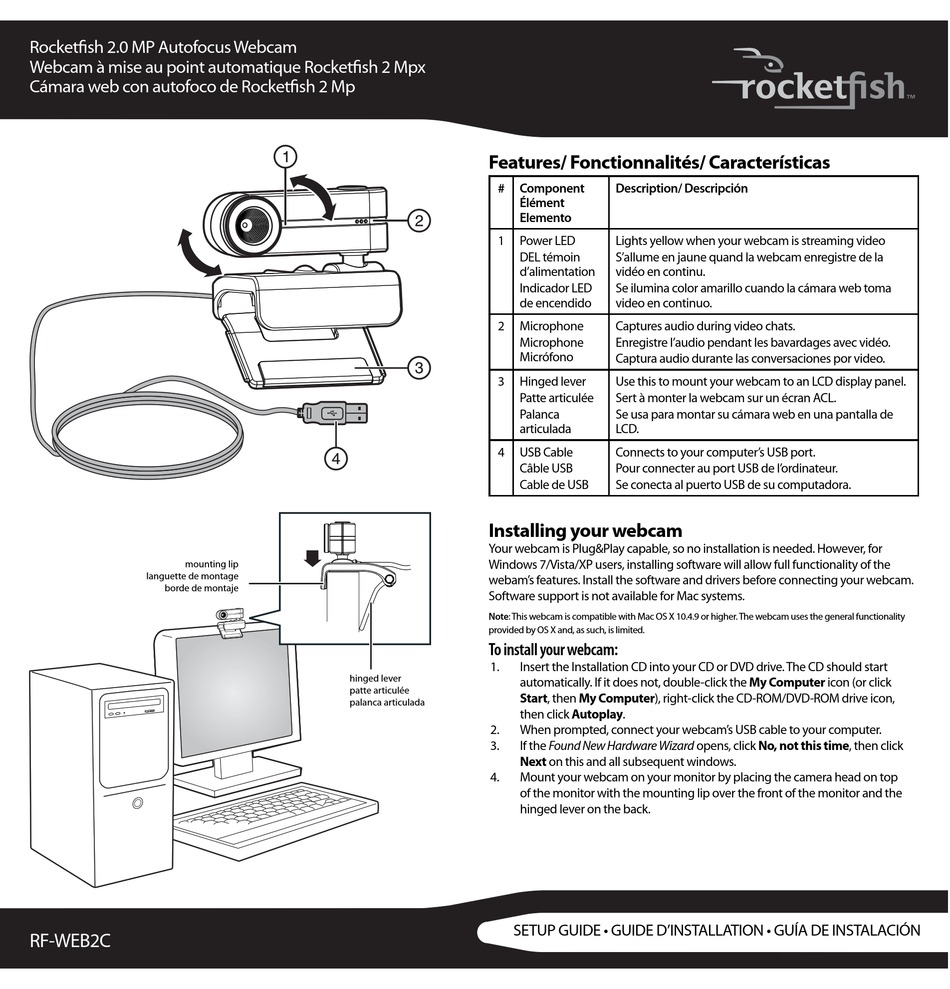 rocketfish 2mp af webcam software