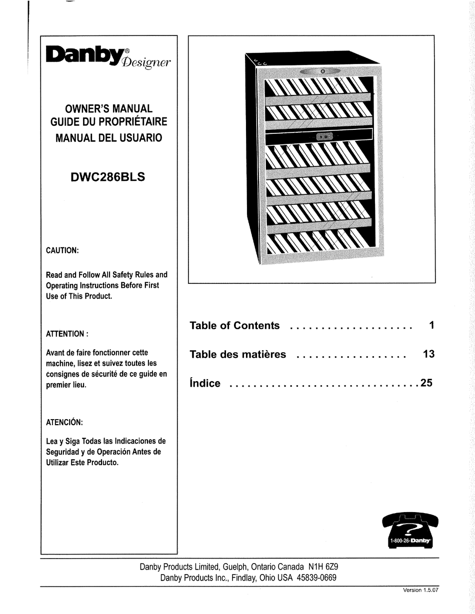 Danby Designer Dwc286bls Owner S Manual Pdf Download Manualslib