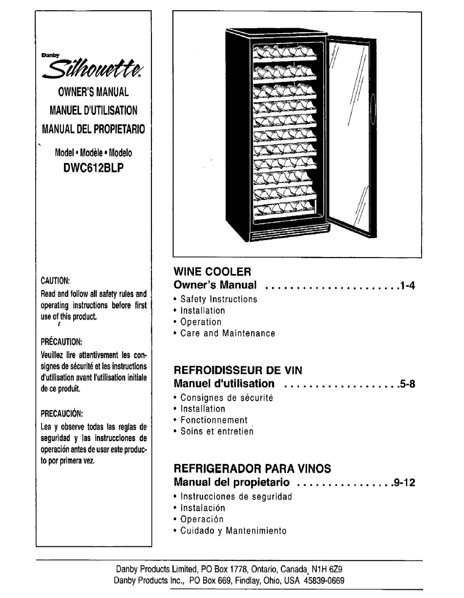 Danby Silhouette Dwc612blp Owner S Manual Pdf Download Manualslib