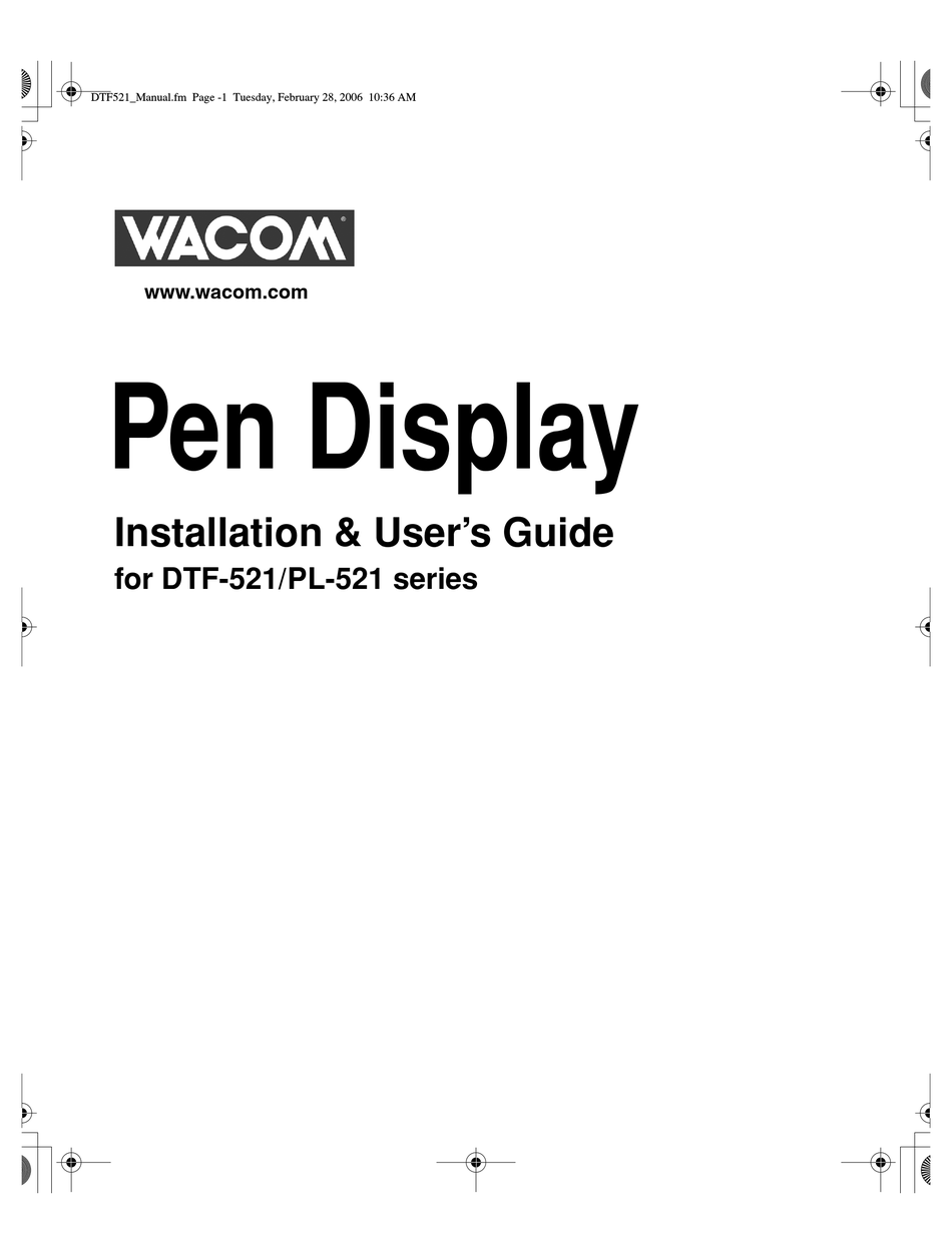 WACOM DTF-521 SERIES INSTALLATION AND USER MANUAL Pdf Download | ManualsLib