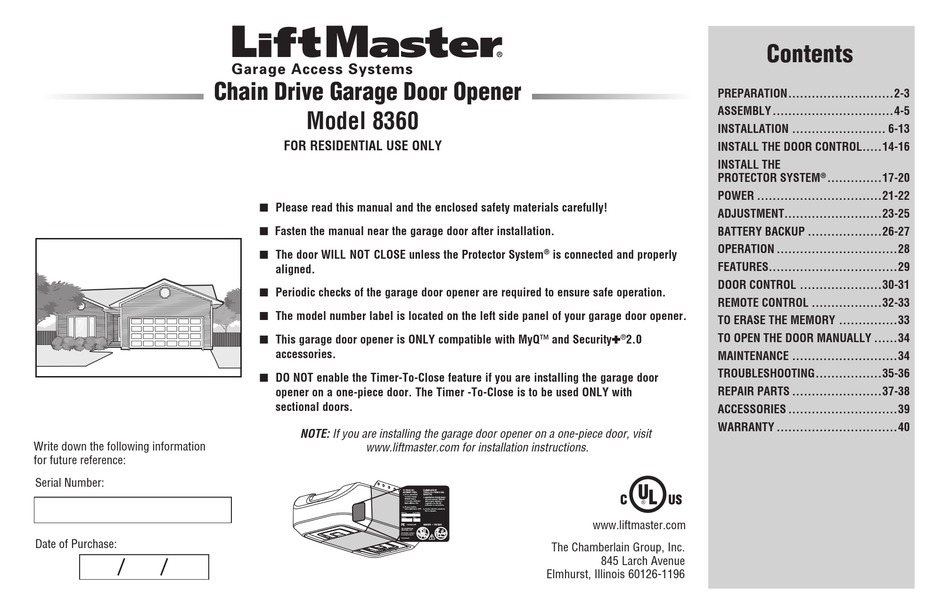 Chamberlain 8360 Manual Pdf, Chamberlain Whisper Drive Garage Door Opener Instructions