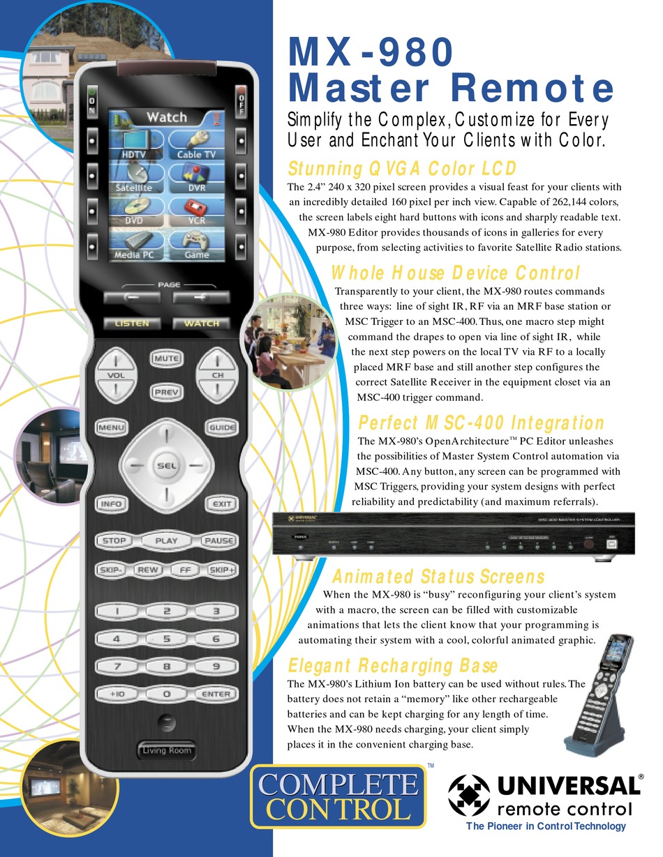 UNIVERSAL REMOTE CONTROL MX980 BROCHURE Pdf Download ManualsLib