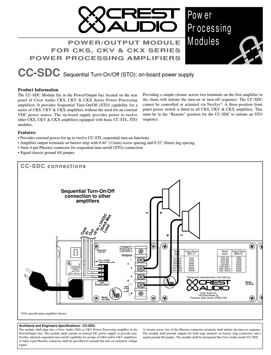 CREST AUDIO CC-SDC DATASHEET Pdf Download | ManualsLib