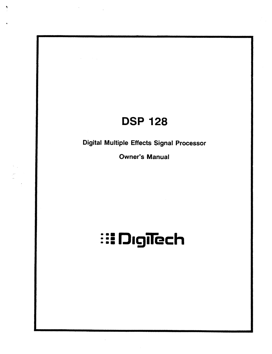 DIGITECH DSP128 OWNER'S MANUAL Pdf Download ManualsLib