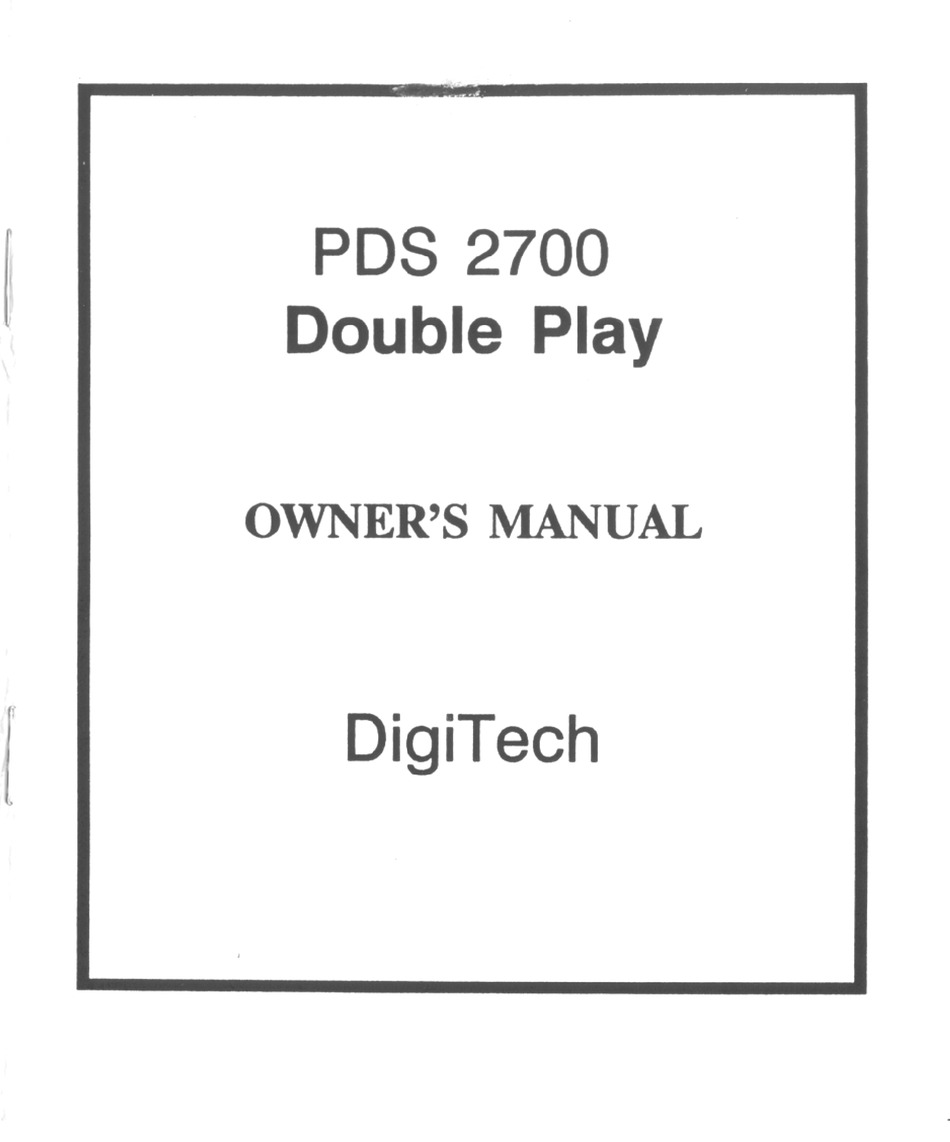 DIGITECH PDS2700 OWNER'S MANUAL Pdf Download ManualsLib