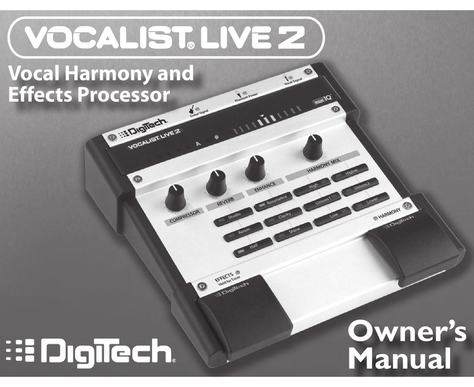 DIGITECH VOCALIST LIVE 2 OWNER'S MANUAL Pdf Download | ManualsLib