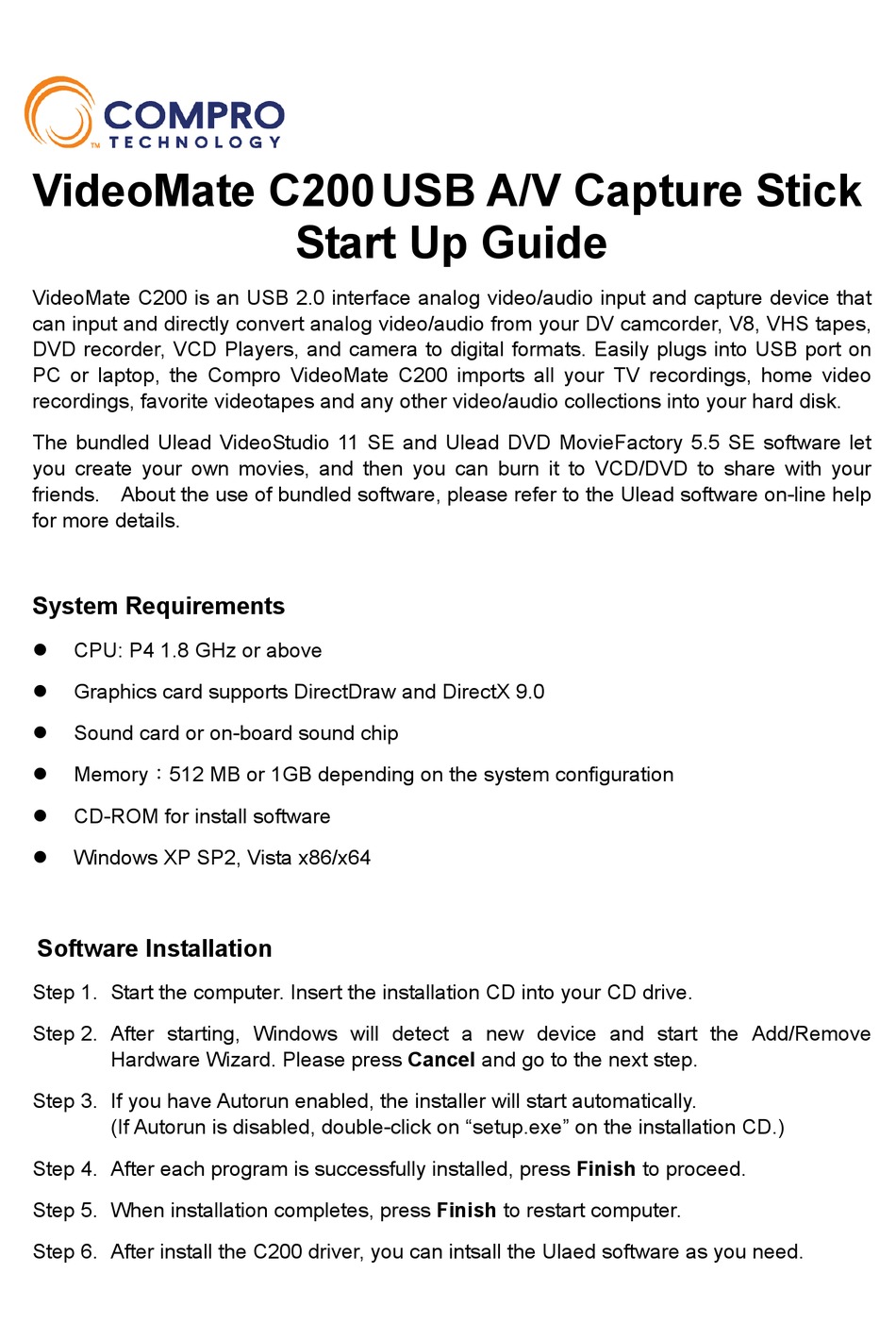 Compro Sound Cards & Media Devices Driver