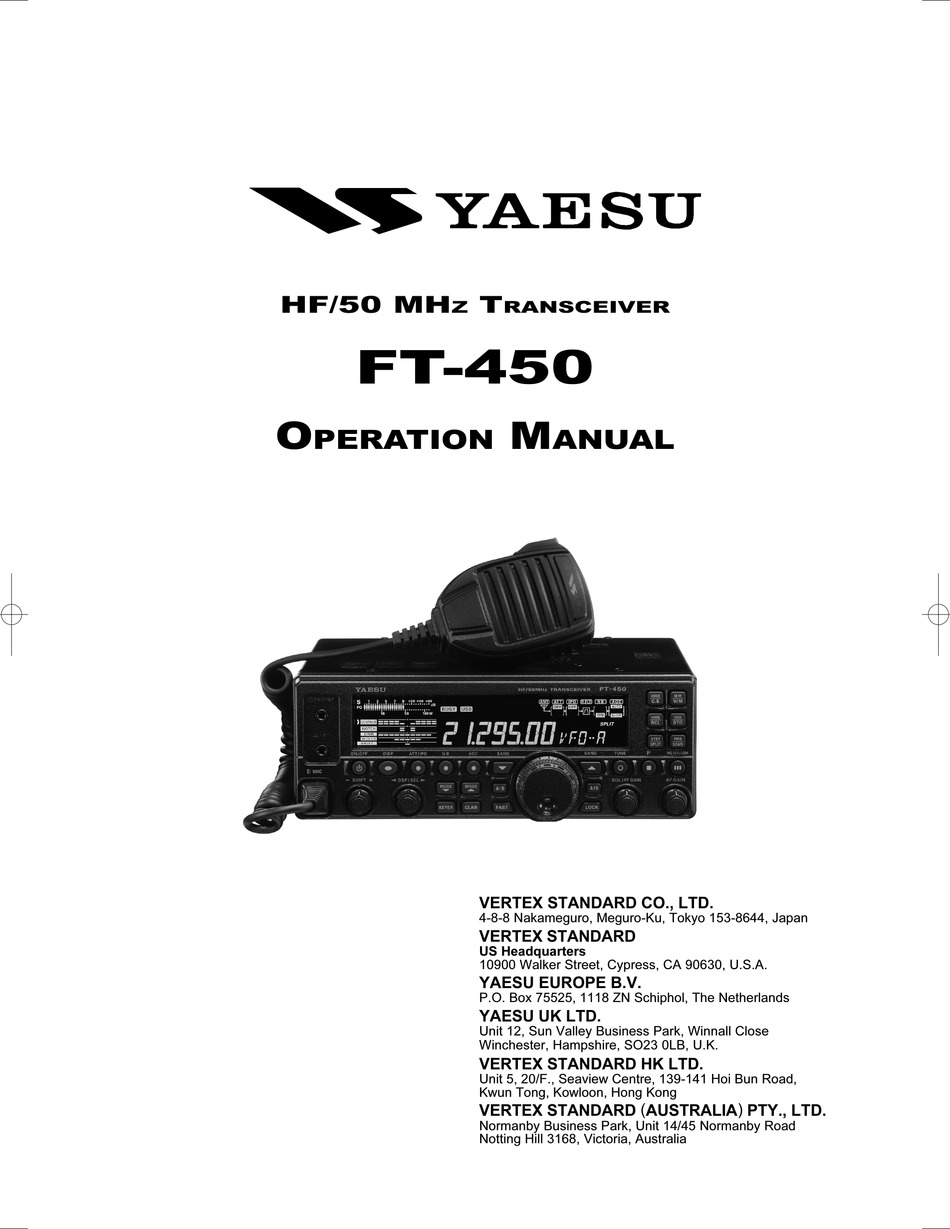 Yaesu Ft 450 Operation Manual Pdf Download Manualslib