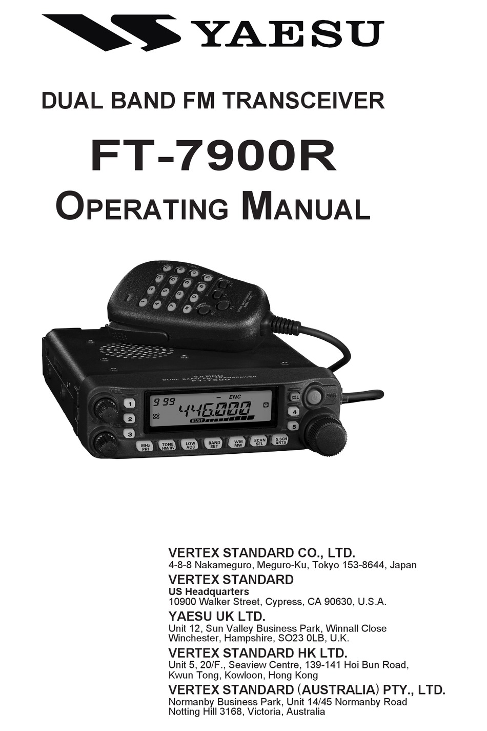 YAESU FT-7900R OPERATING MANUAL Pdf Download | ManualsLib