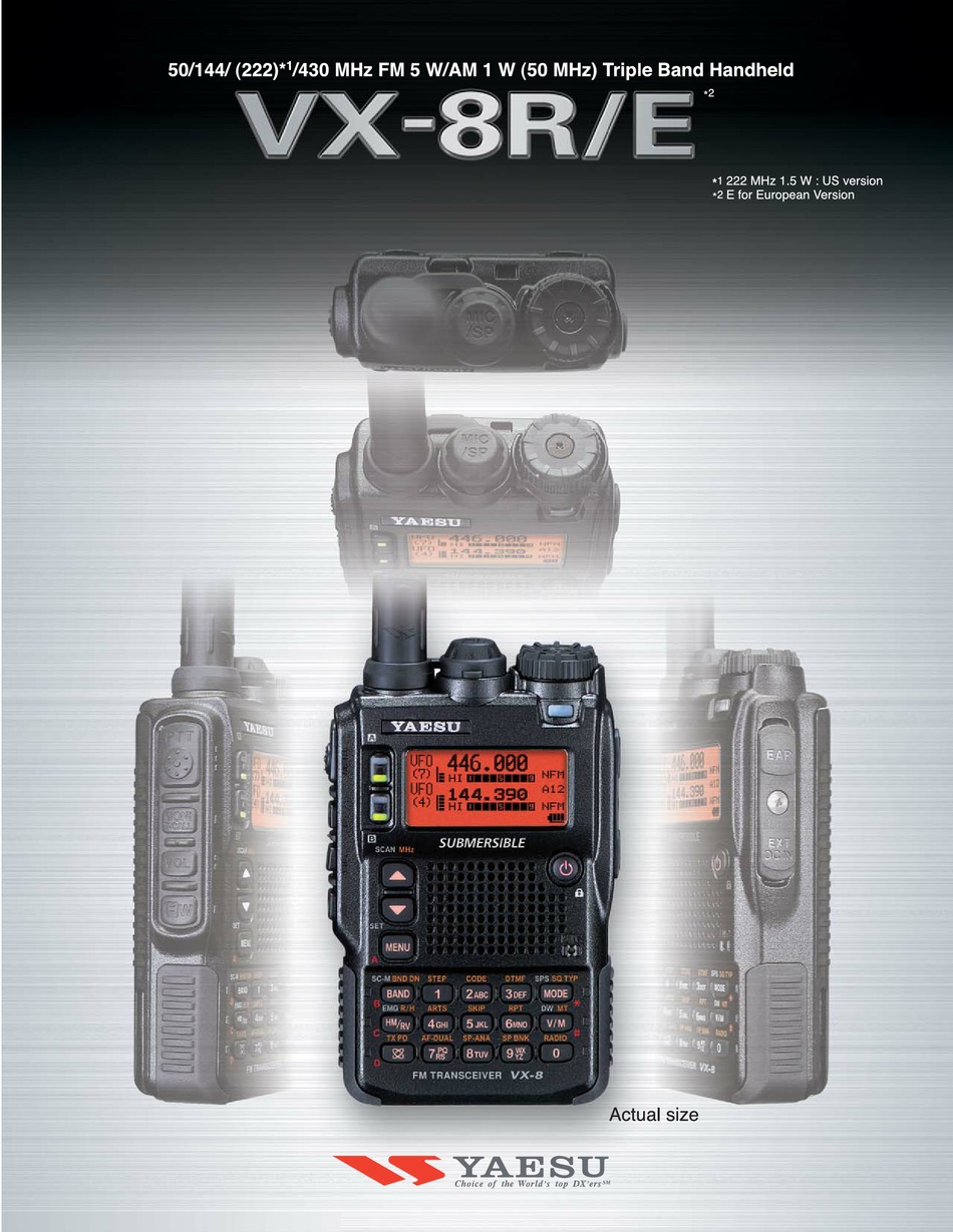 YAESU VX-8R BROCHURE & SPECS Pdf Download | ManualsLib