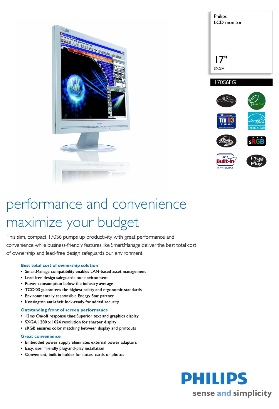 PHILIPS 170S6FG - 17" LCD MONITOR MANUAL Pdf Download | ManualsLib