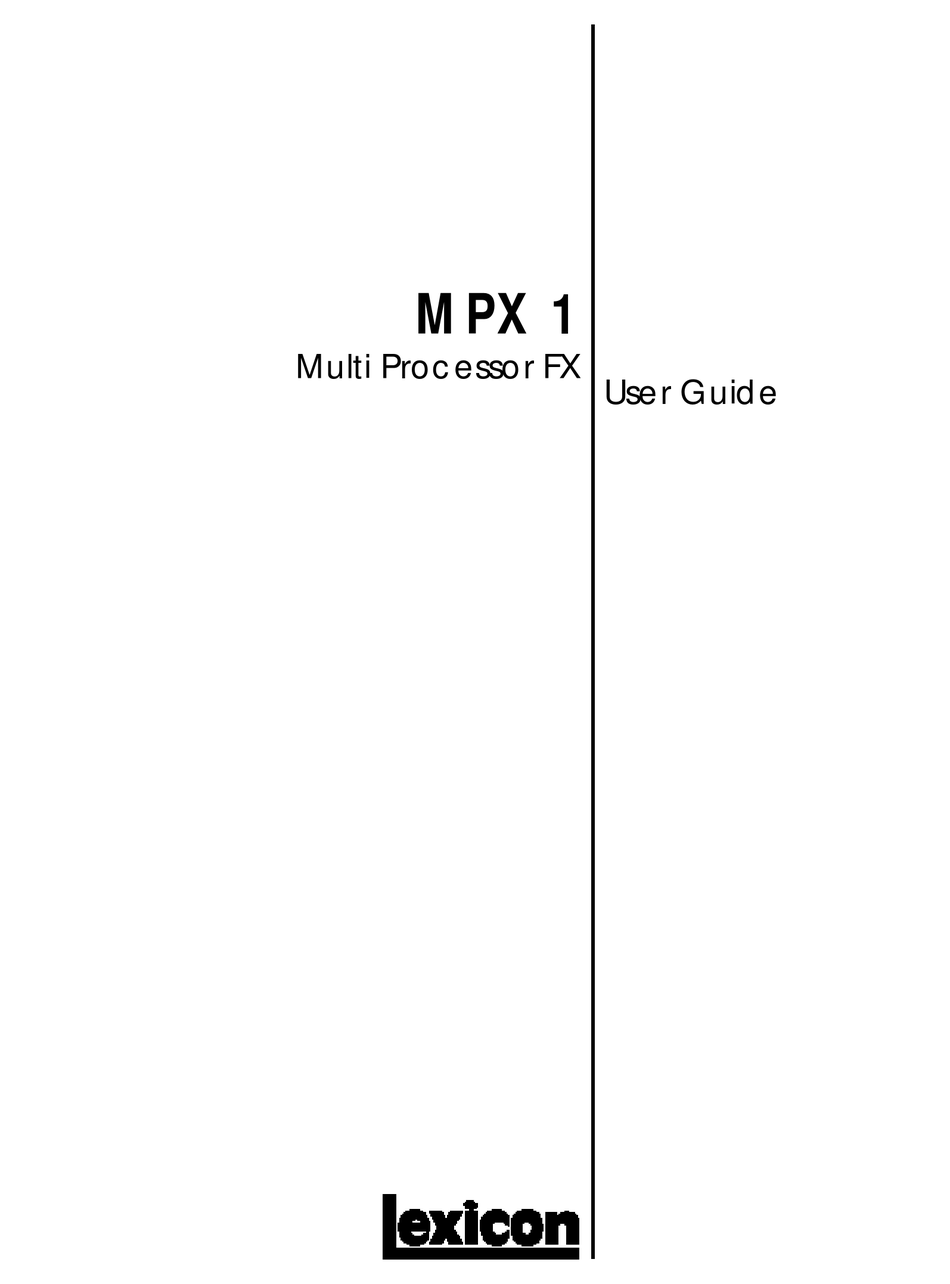 LEXICON MPX 1 REV USER MANUAL Pdf Download ManualsLib