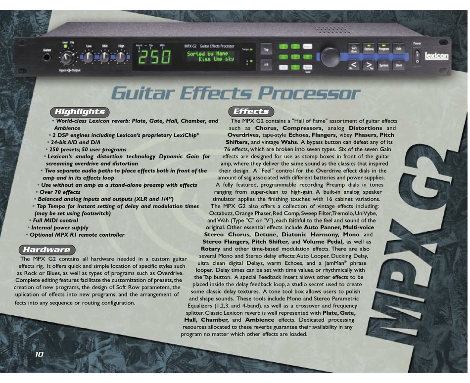 lexicon mpx g2 guitar effects processor