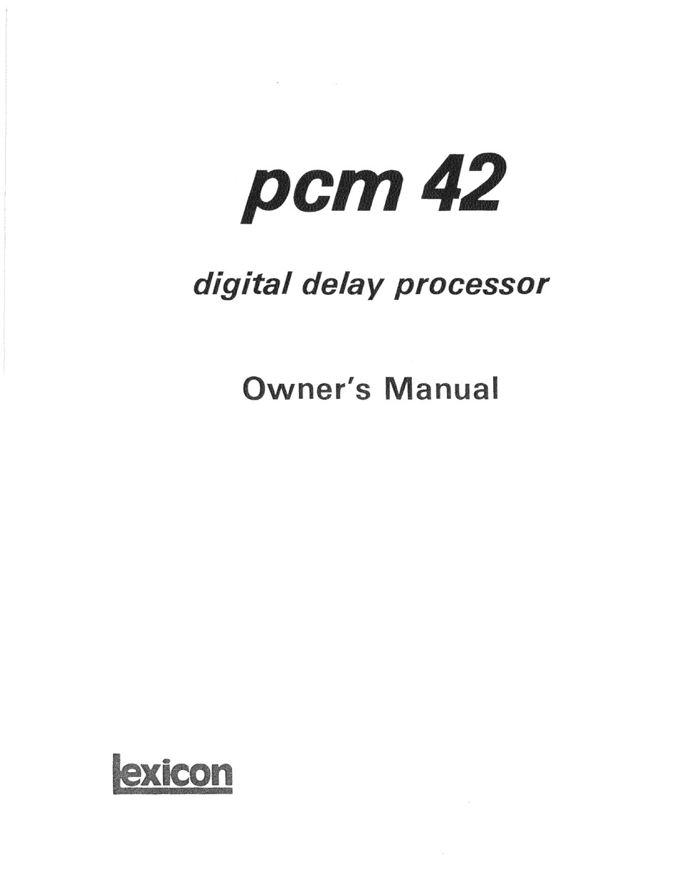 LEXICON PCM 42 MANUAL Pdf Download | ManualsLib