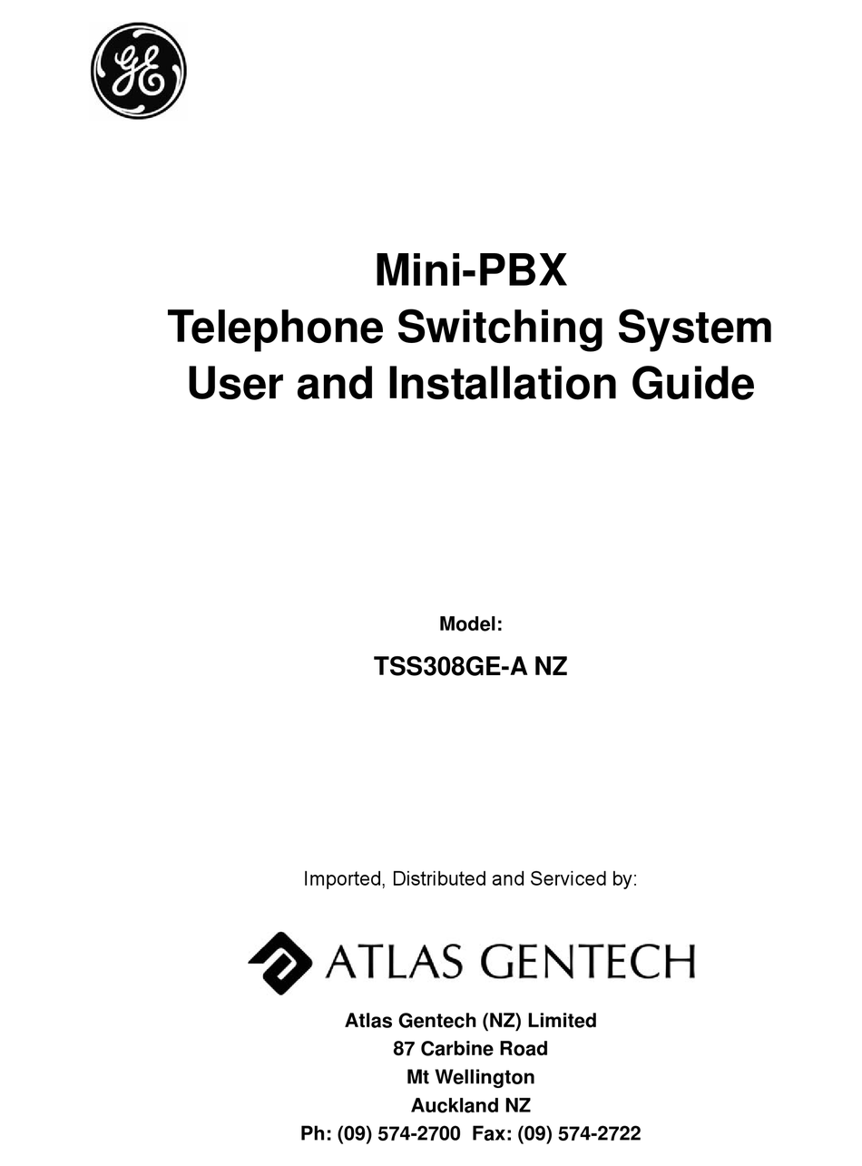 GE ATLAS GENTECH TSS308GE-A NZ USER AND INSTALLATION MANUAL Pdf