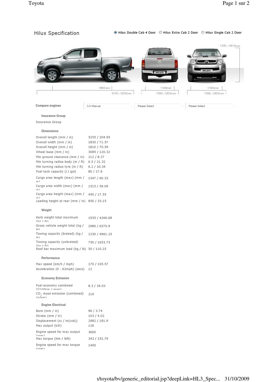 TOYOTA HILUX DIMENSIONS Pdf Download ManualsLib