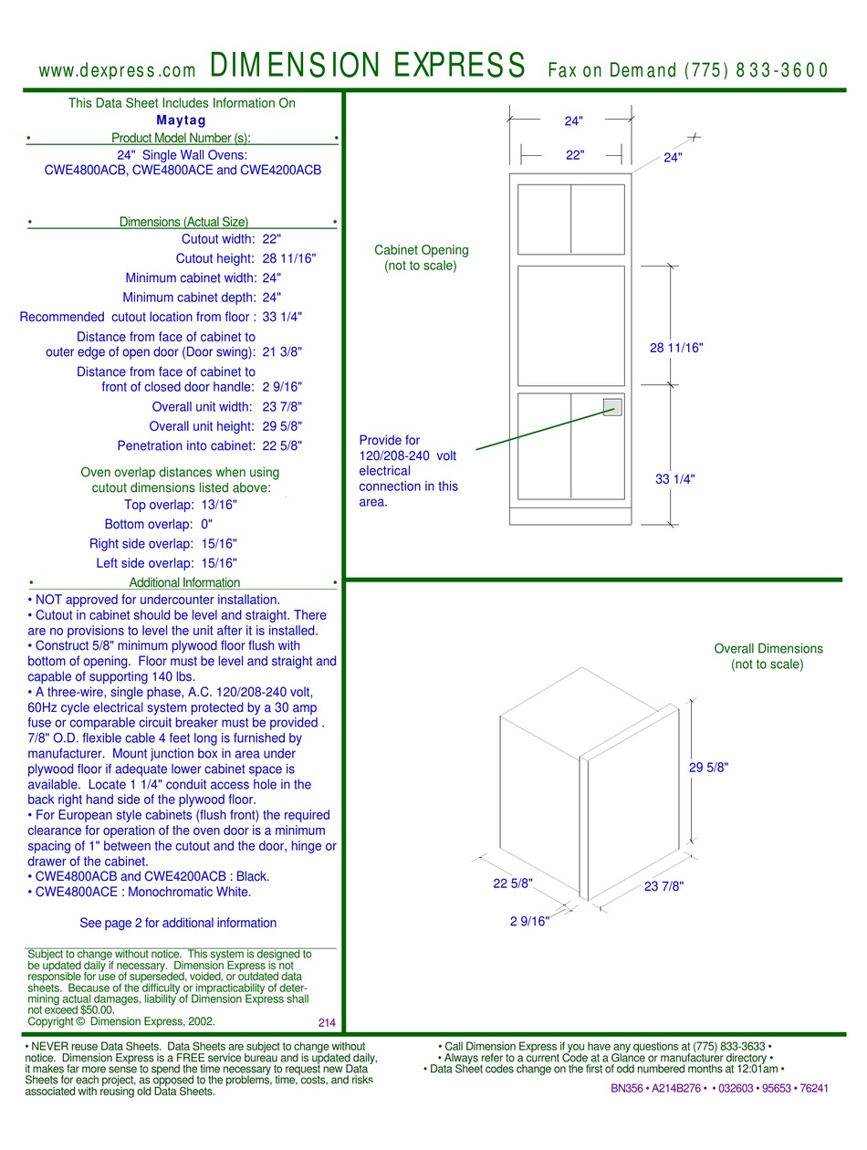 MAYTAG CWE4800ACB DATASHEET Pdf Download ManualsLib