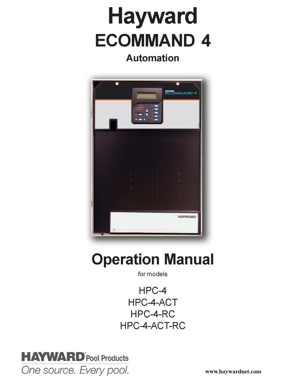 HAYWARD E-COMMAND 4 OPERATION MANUAL Pdf Download | ManualsLib