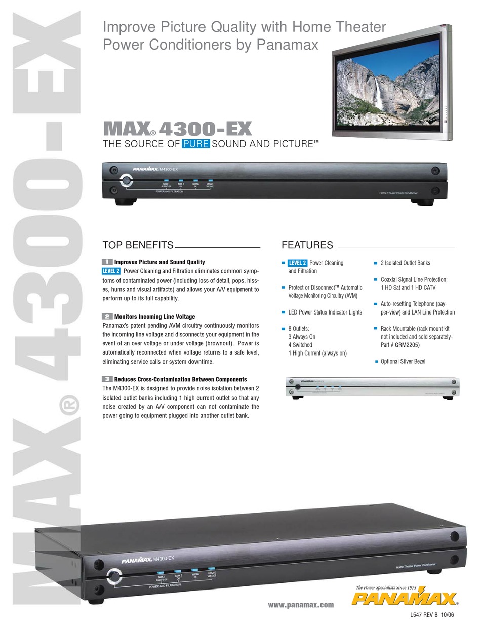 PANAMAX M4300EX SPECIFICATIONS Pdf Download ManualsLib