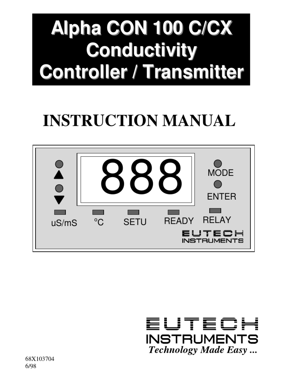 EUTECH INSTRUMENTS ALPHA CON 100 CONDUCTIVITY CONTROLLERTRANSMITTER