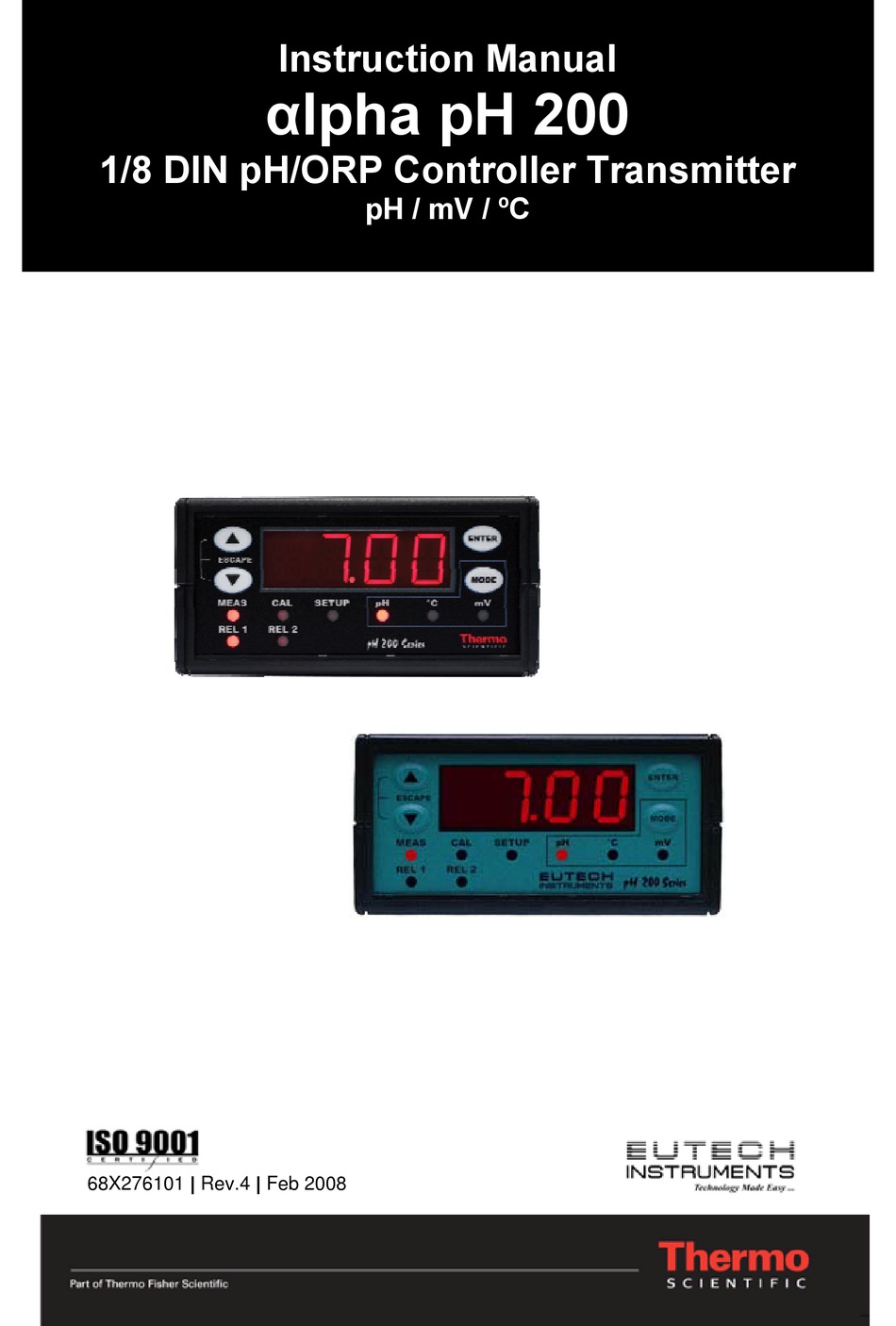 EUTECH INSTRUMENTS ALPHA PH 200 REV 4 INSTRUCTION MANUAL Pdf Download