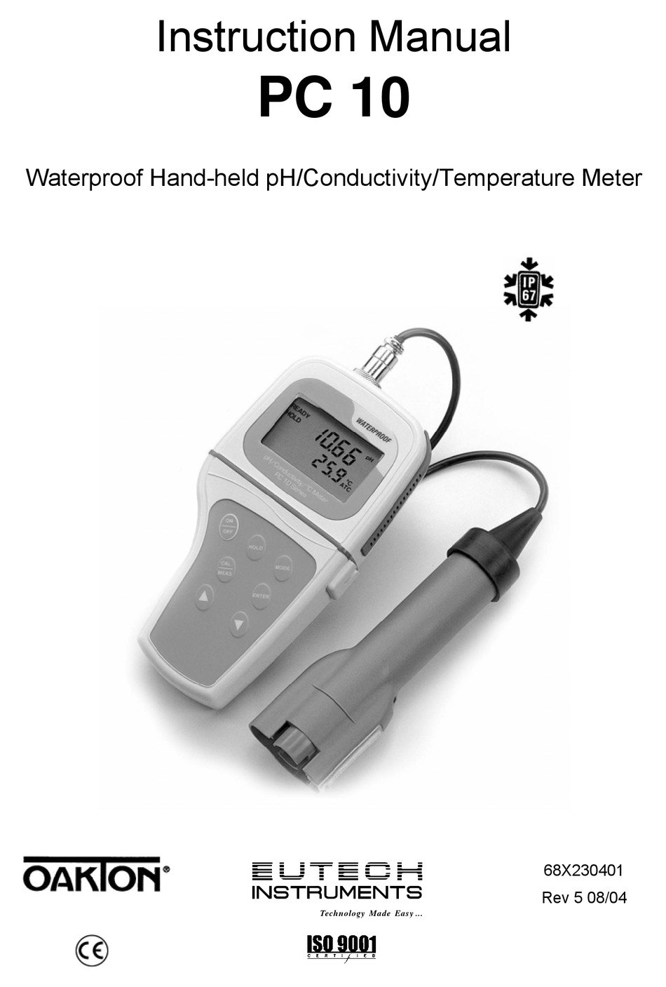 EUTECH INSTRUMENTS CYBERSCAN PC 10 COMBINATION PHCONDUCTIVITY METER