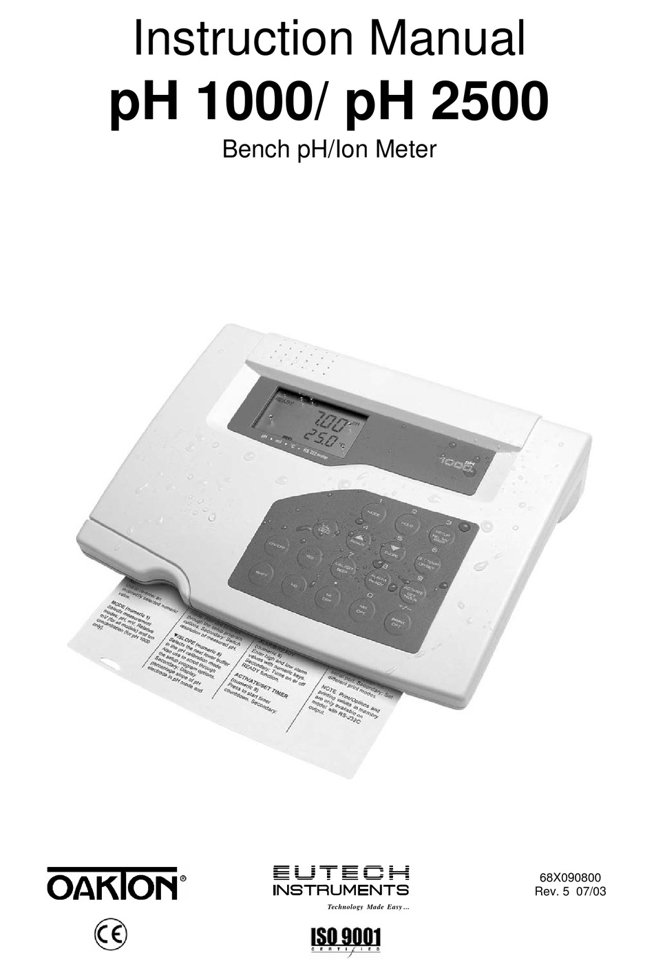 EUTECH INSTRUMENTS CYBERSCAN PH 10002500 PHION METER INSTRUCTION MANUAL