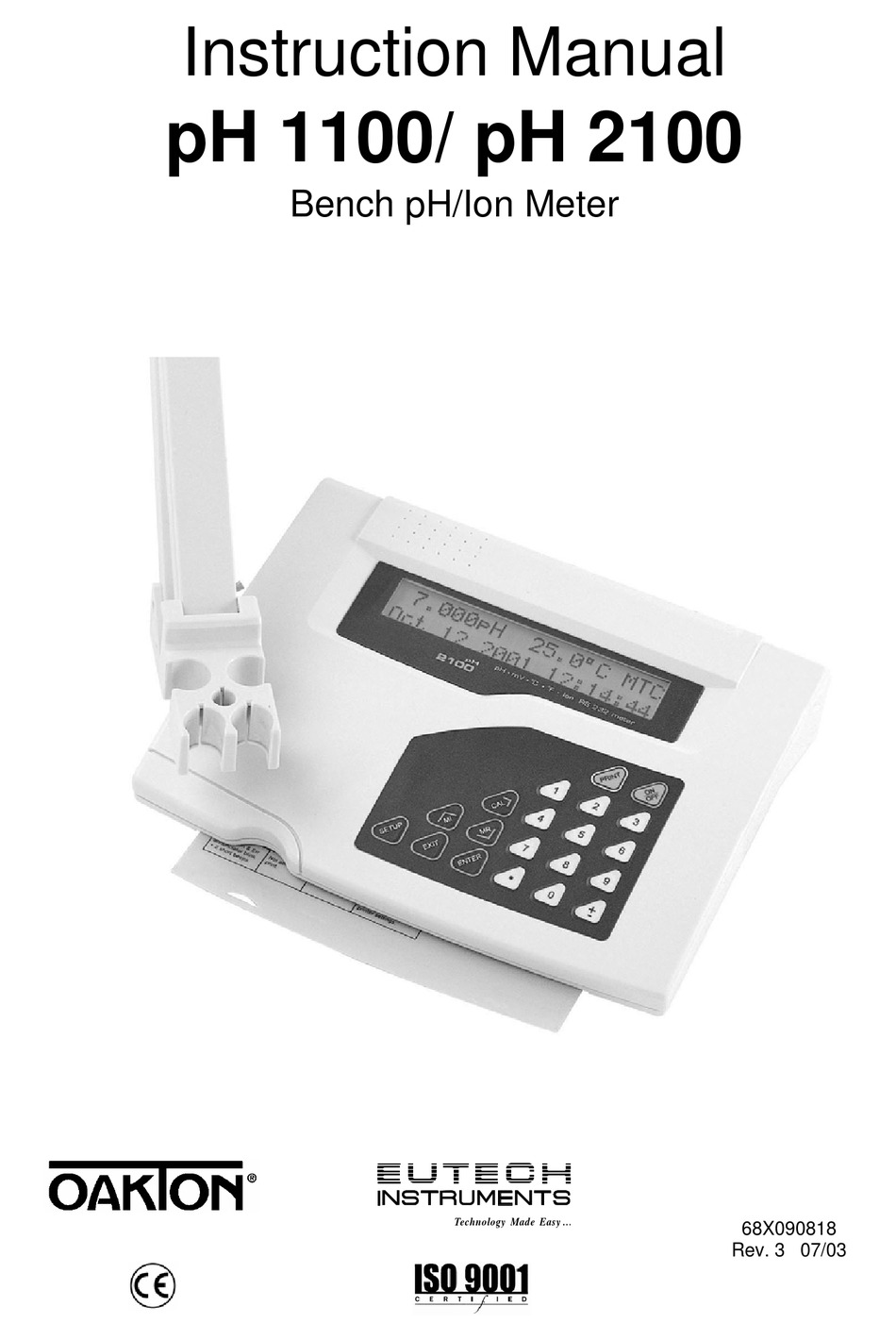 EUTECH INSTRUMENTS CYBERSCAN PH 1100 2100 PHION METER INSTRUCTION