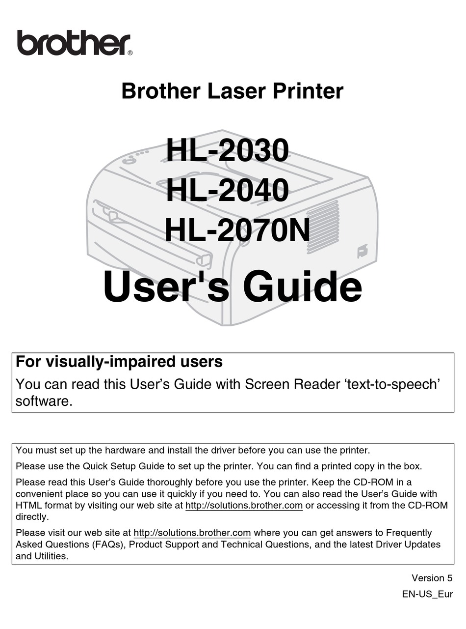 BROTHER HL-2070N USER MANUAL Pdf Download | ManualsLib