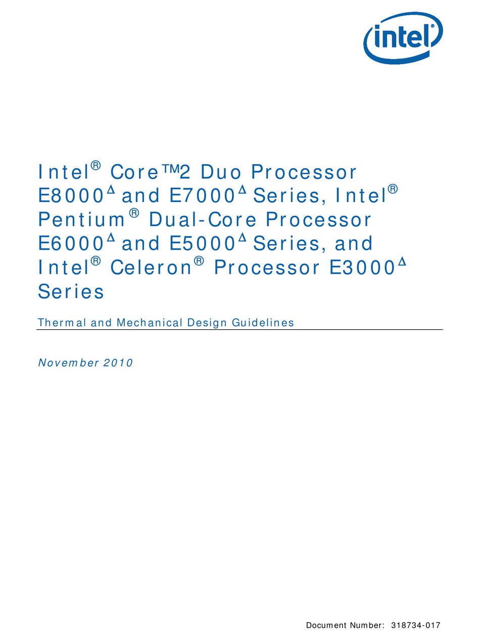 Intel E6700 Core 2 Duo Dual Core Processor Design Manual Pdf Download Manualslib