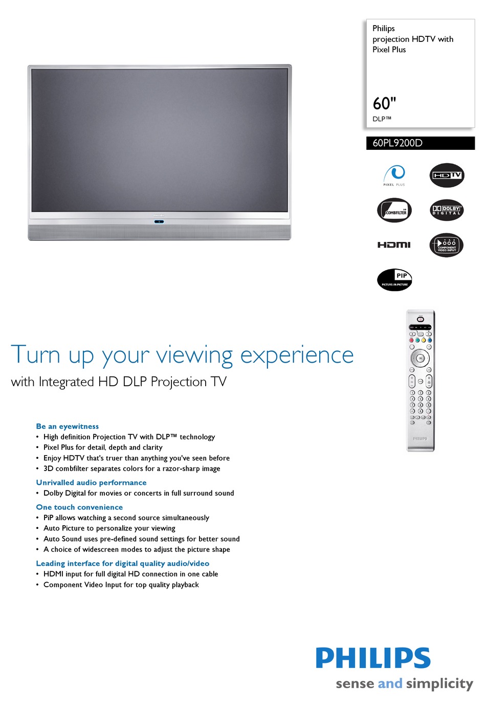 PHILIPS 60PL9200D 60" REAR PROJECTION TV MANUAL Pdf Download ManualsLib