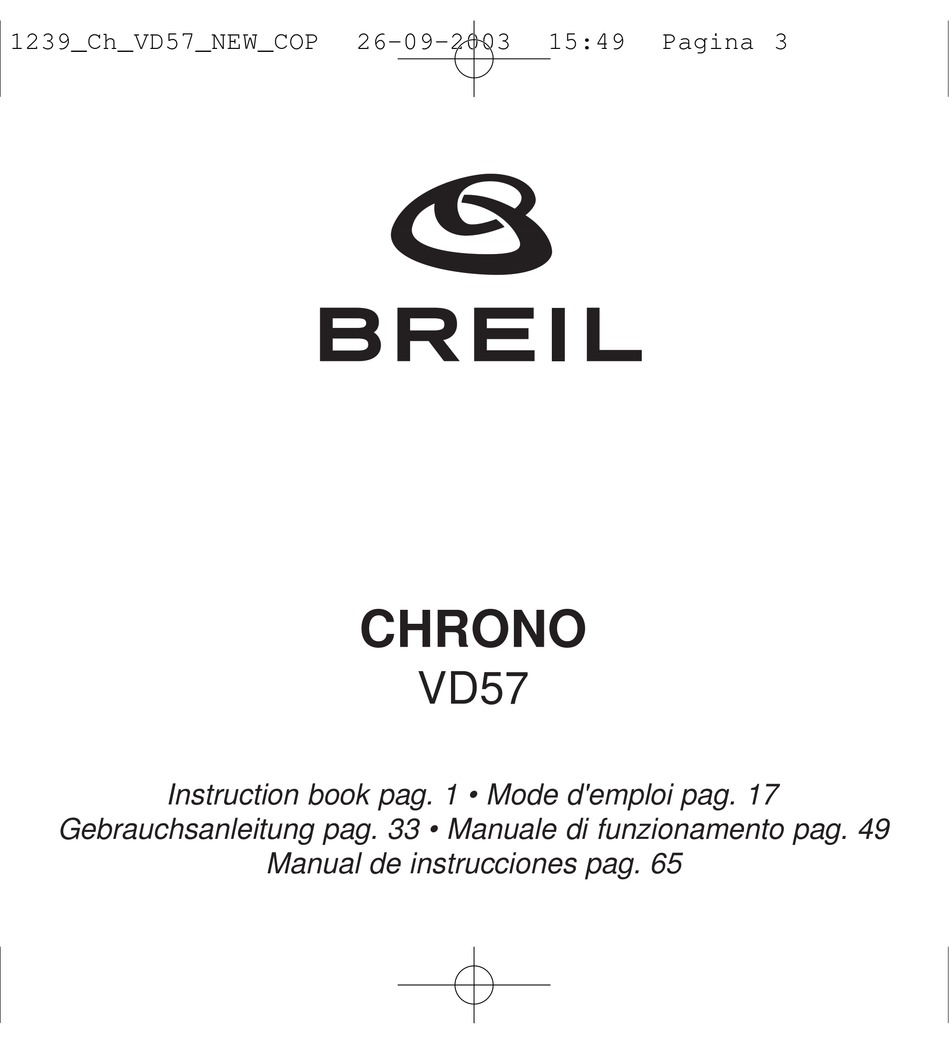 BREIL CHRONO VD57 INSTRUCTION BOOK Pdf Download | ManualsLib