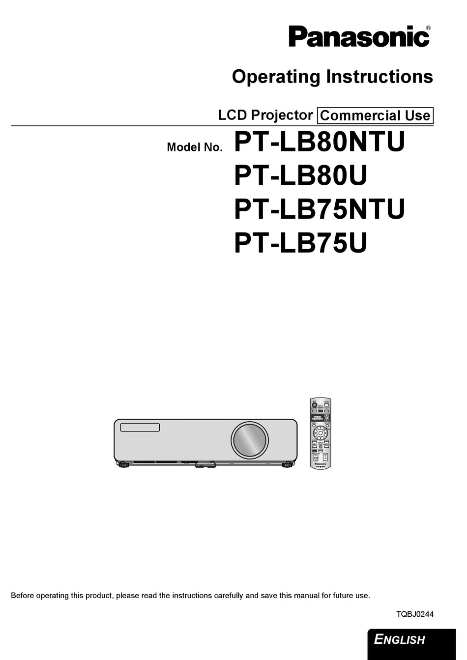 PANASONIC LB75U XGA LCD PROJECTOR OPERATING INSTRUCTIONS MANUAL Pdf