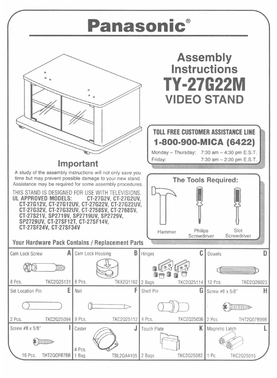 PANASONIC TY27G22M TV STAND ASSEMBLY INSTRUCTIONS Pdf Download