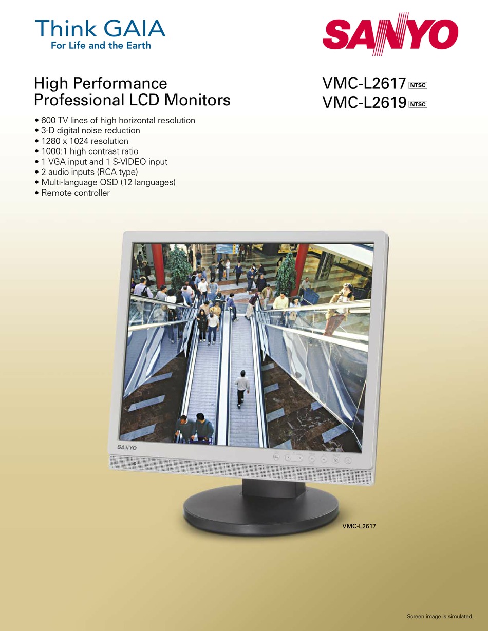 SANYO VMCL2617 HIGH PERFORMANCE PROFESSIONAL 17" LCD MONITOR