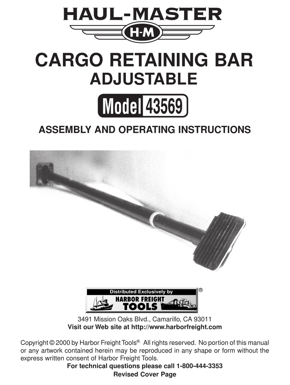 HAUL MASTER 43569 ASSEMBLY AND OPERATING INSTRUCTIONS MANUAL Pdf