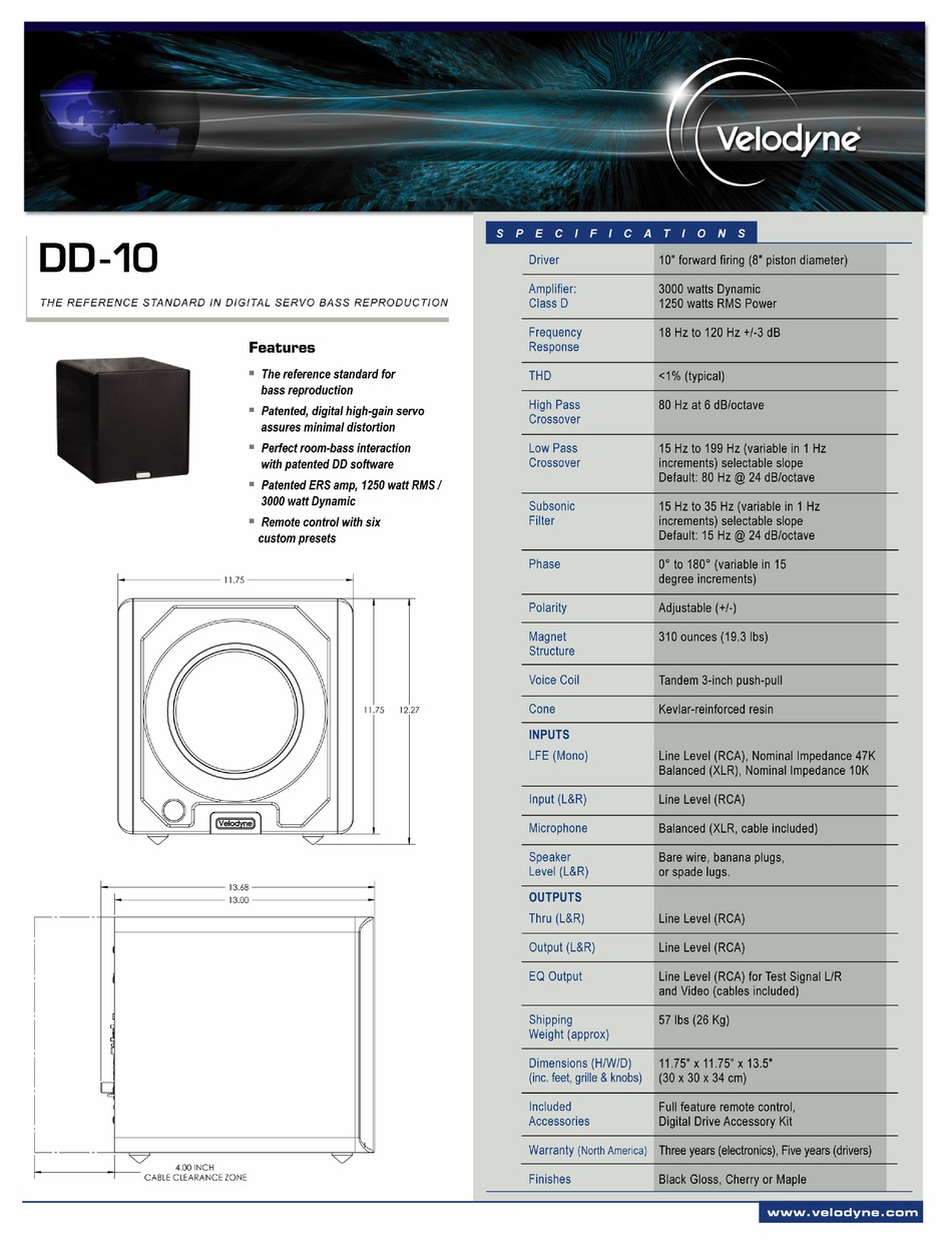 VELODYNE DD-10 DATASHEET Pdf Download | ManualsLib