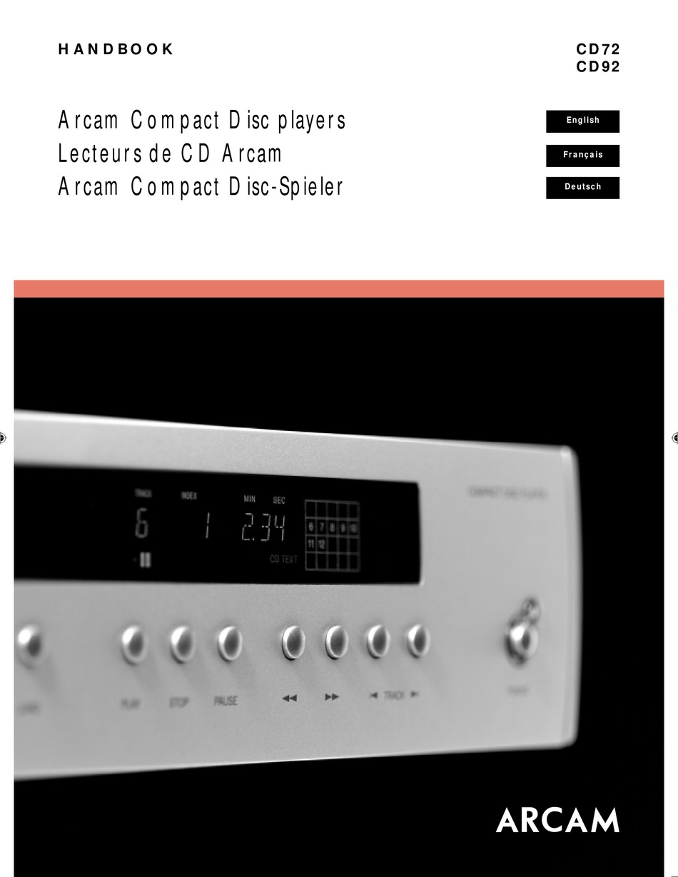 Arcam CD37 CD Player Operating Instructions USER MANUAL 