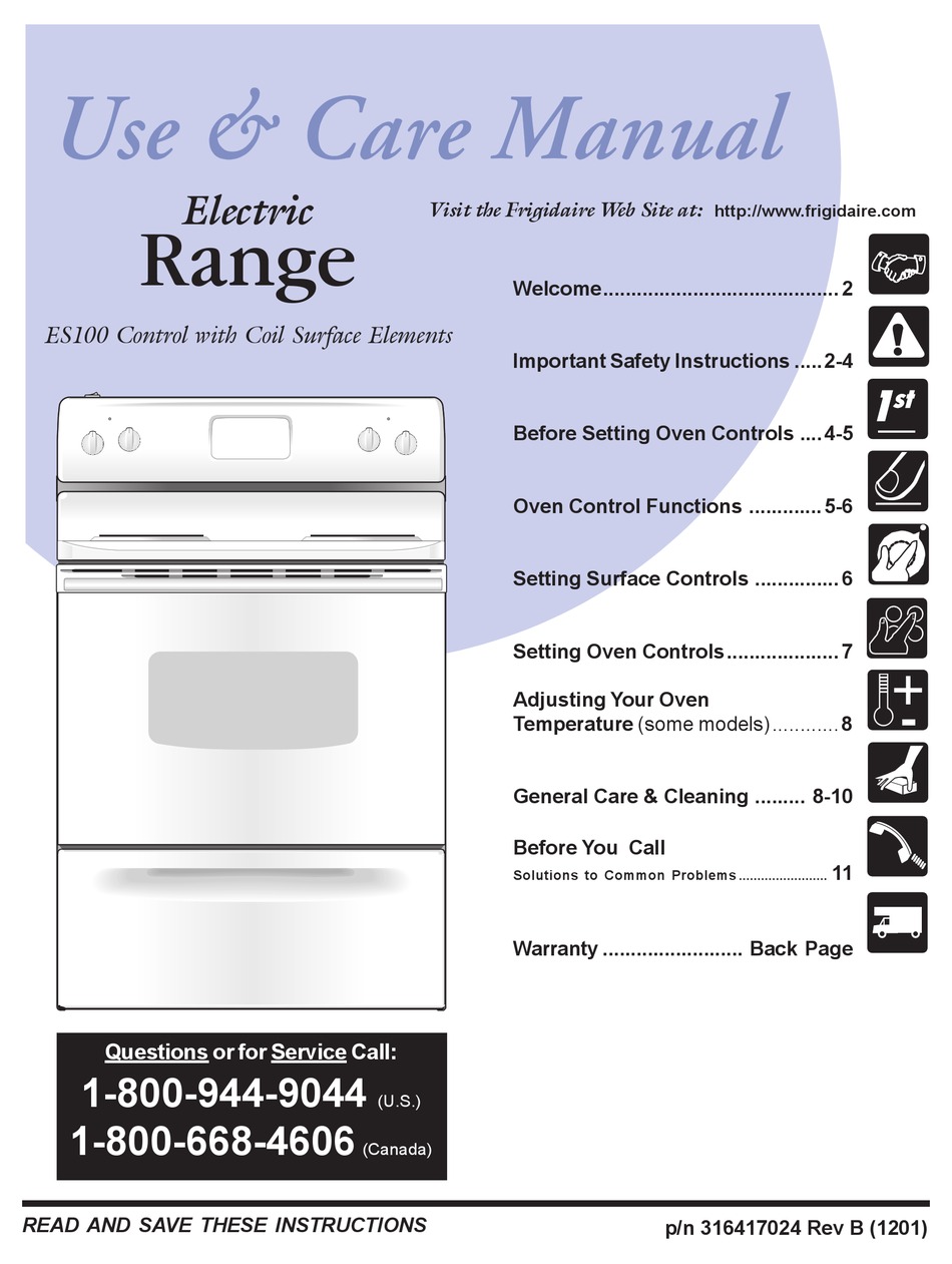 FRIGIDAIRE FEF326FQ ELECTRIC COIL RANGE USE & CARE MANUAL Pdf Download ManualsLib