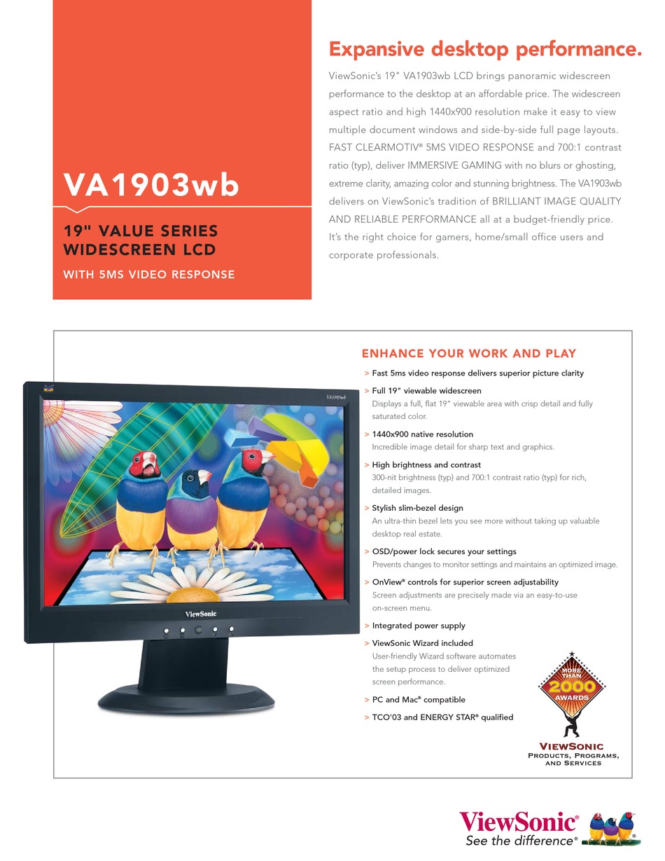 Монитор viewsonic va1903wb не включается