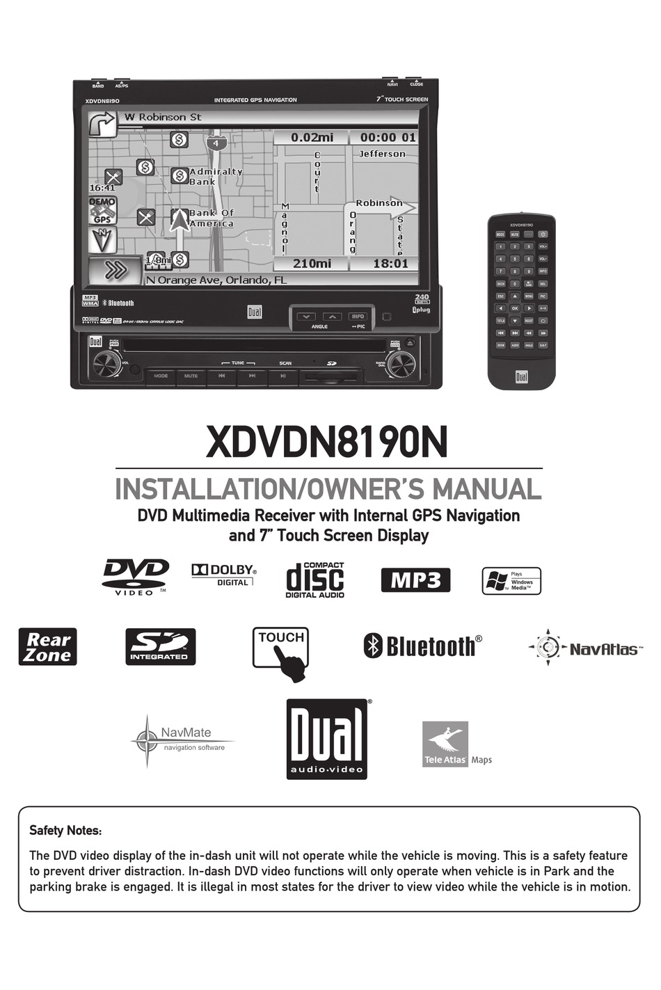 DUAL XDVDN8190N INSTALLATION & OWNER'S MANUAL Pdf Download | ManualsLib