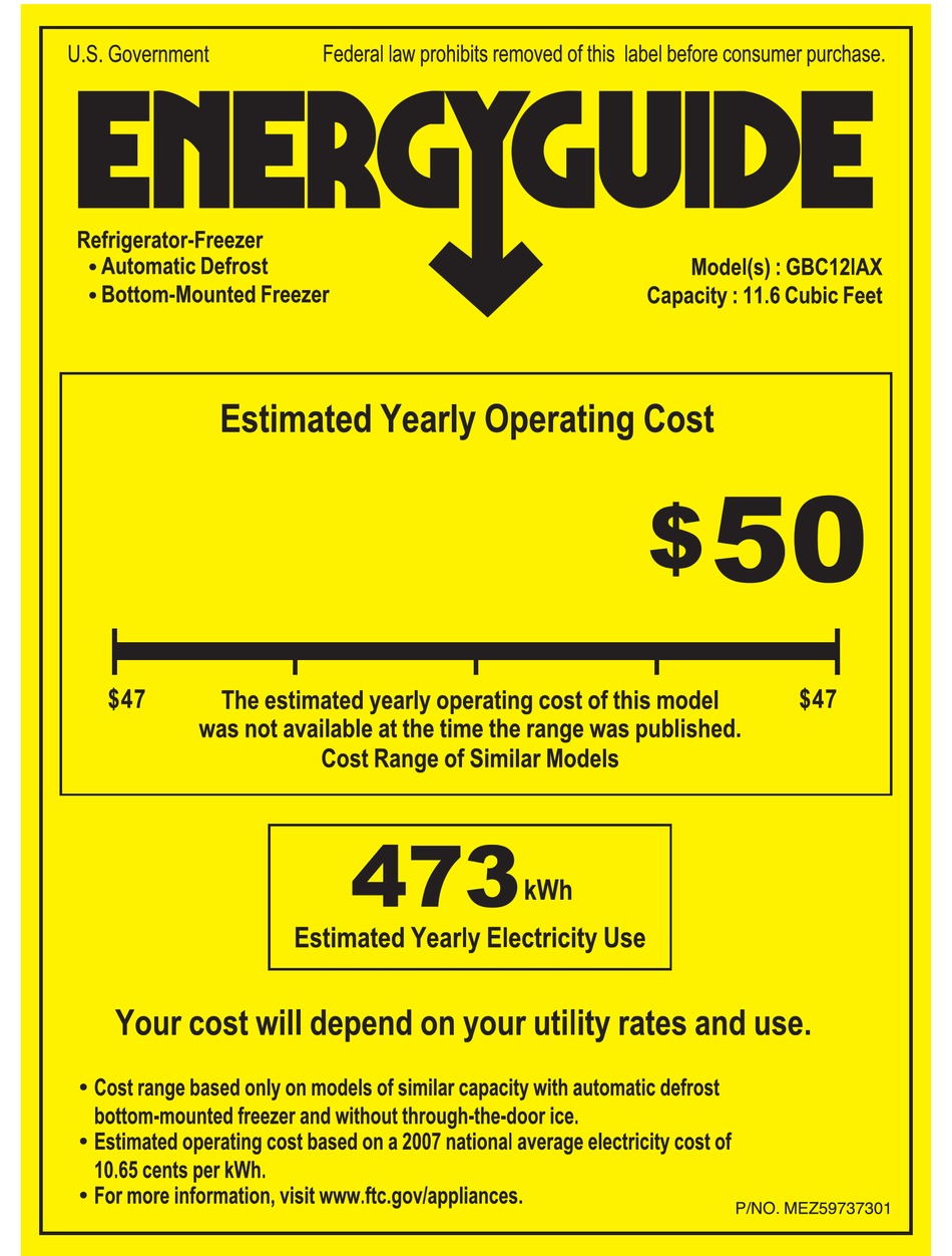 GE GBC12IAXLSS ENERGY MANUAL Pdf Download | ManualsLib