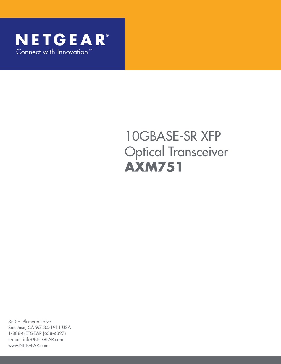 NETGEAR AXM751 PROSAFE XFP TRANSCEIVER MODULE PRODUCT DATA Pdf