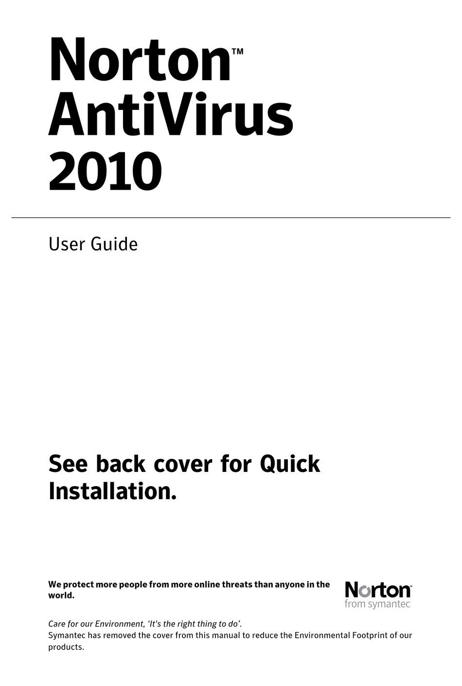 SYMANTEC 20044017 NORTON ANTIVIRUS 2010 USER MANUAL Pdf Download