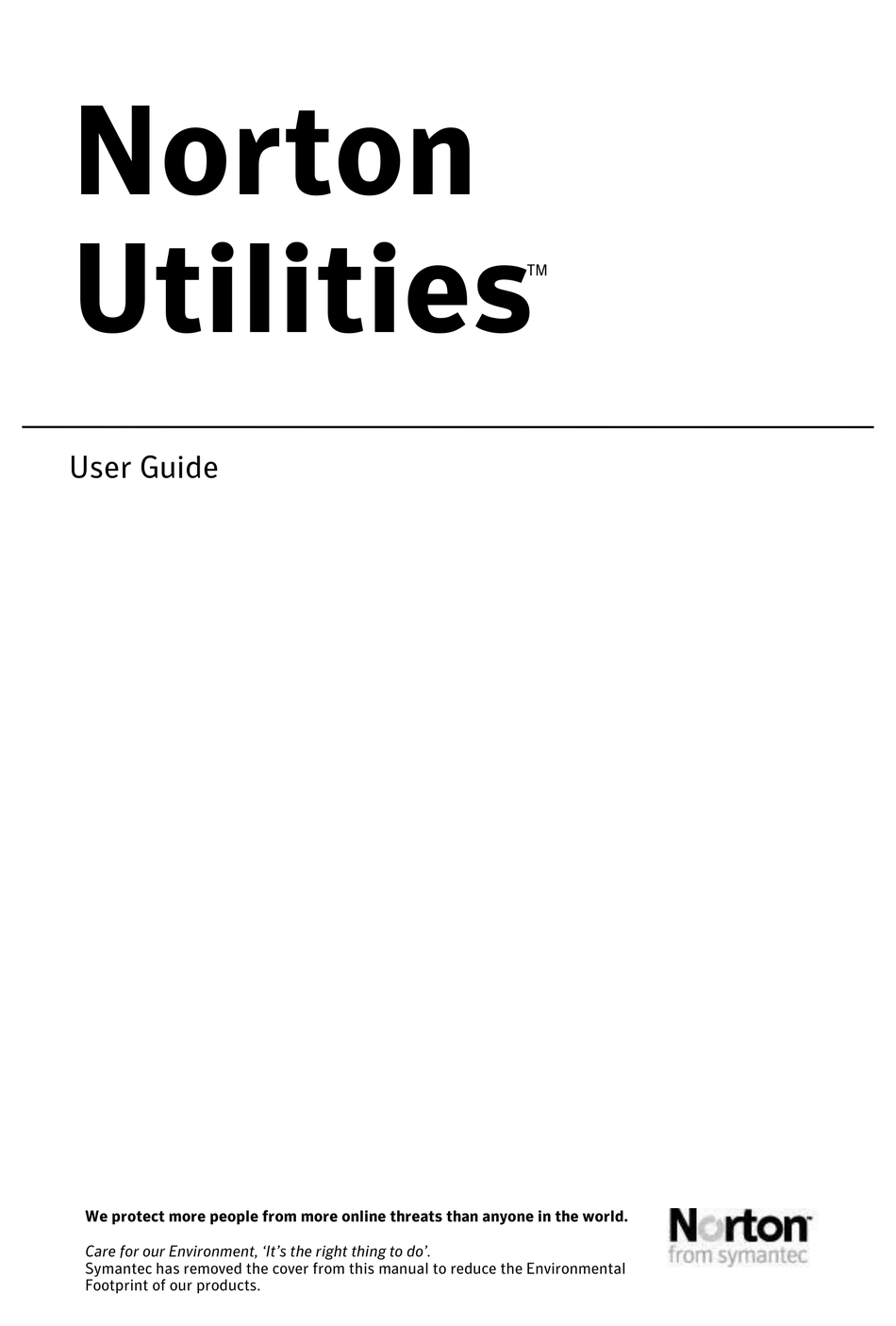 SYMANTEC 20096002 NORTON UTILITIES 14.5 USER MANUAL Pdf Download