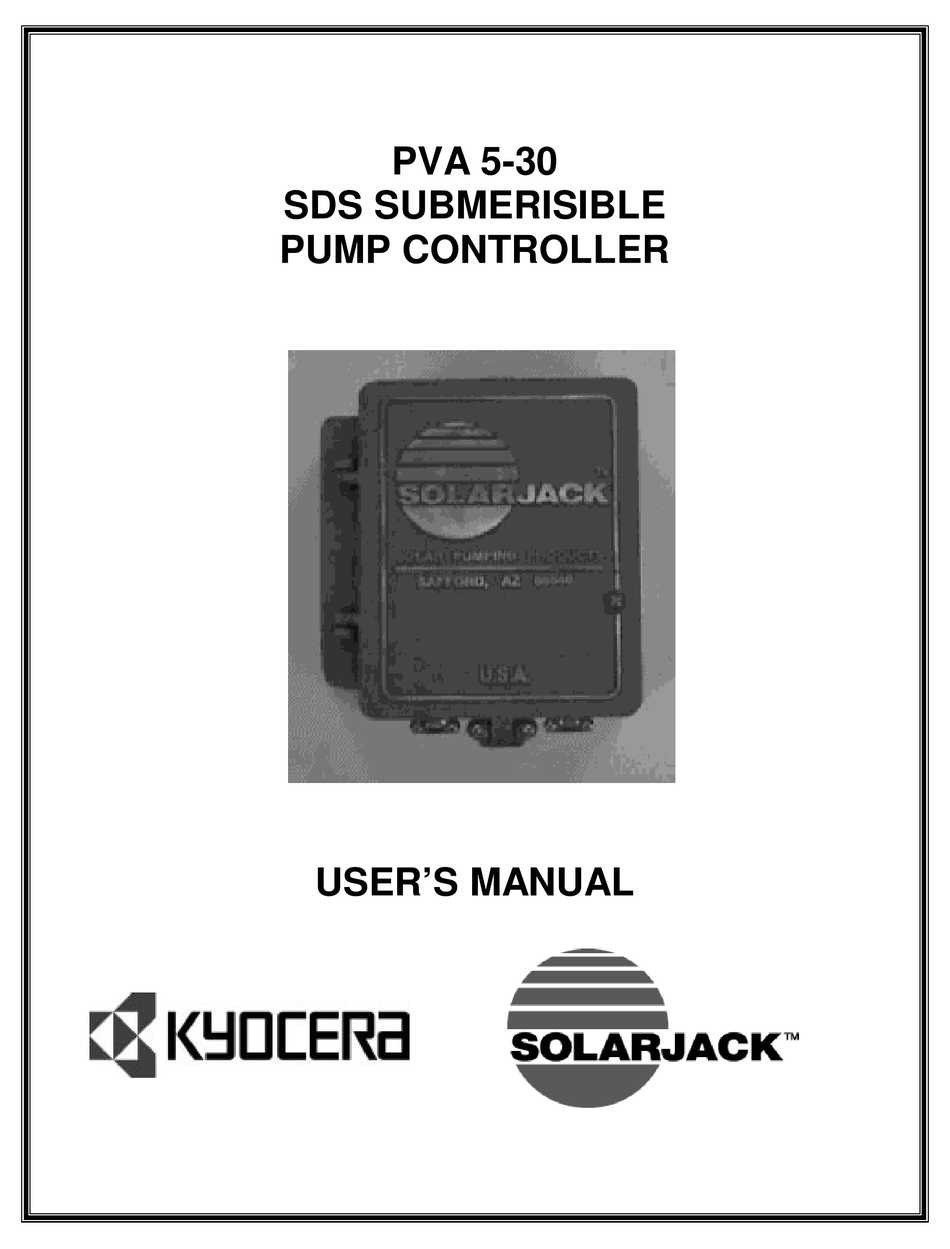 SOLARJACK PVA 5-30 USER MANUAL Pdf Download | ManualsLib