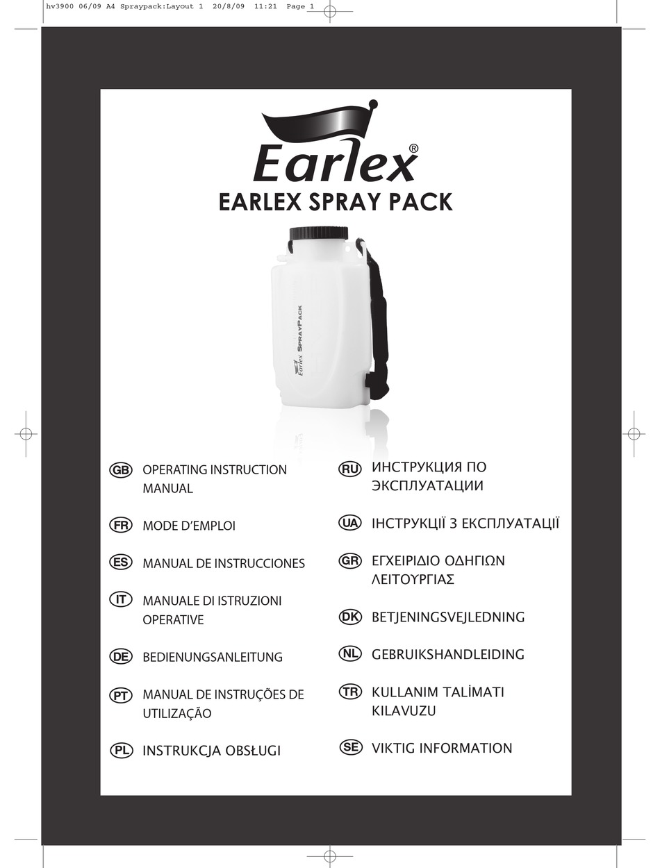 EARLEX SPRAY PACK OPERATING INSTRUCTIONS MANUAL Pdf Download ManualsLib