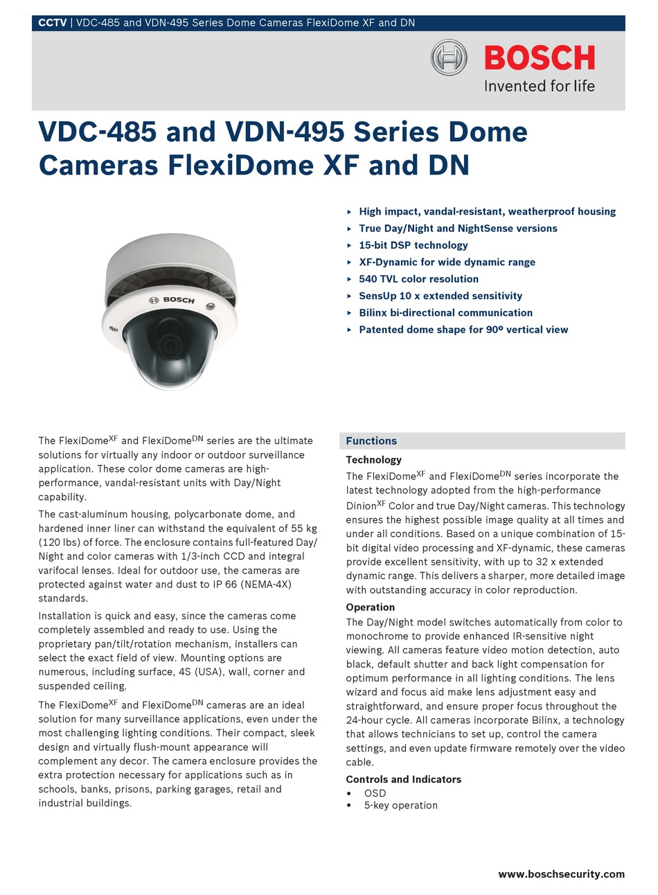 Bosch VDC-485V04-20 Flexi Dome Surveillance Camera 