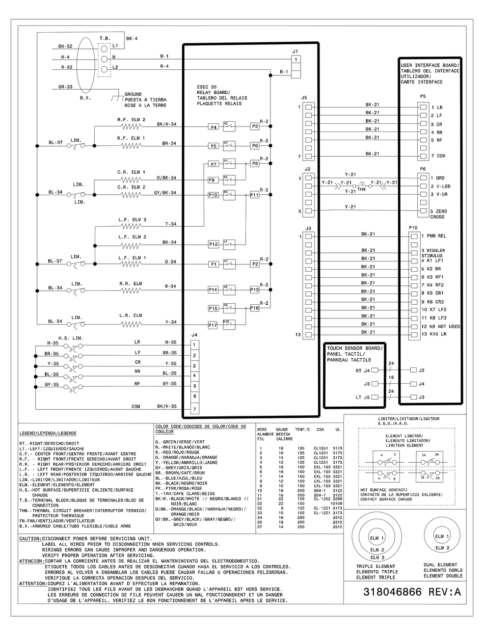 ELECTROLUX EW36EC55GB 36" SMOOTHTOP ELECTRIC COOKTOP WIRING DIAGRAM