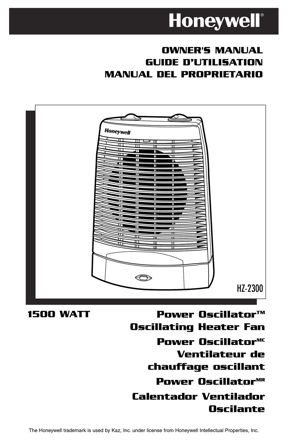 HONEYWELL HZ2302 ELECTRIC SPACE HEATER OWNER'S MANUAL Pdf Download ManualsLib